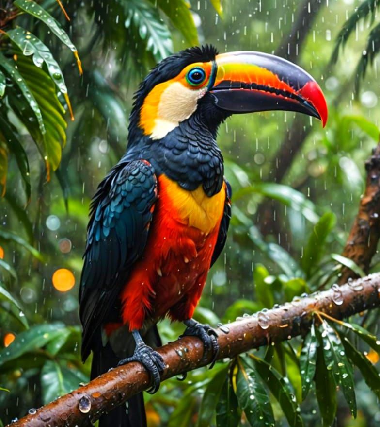 Majestic Toucan in Tropical Tree: Realistic Bird Photography
