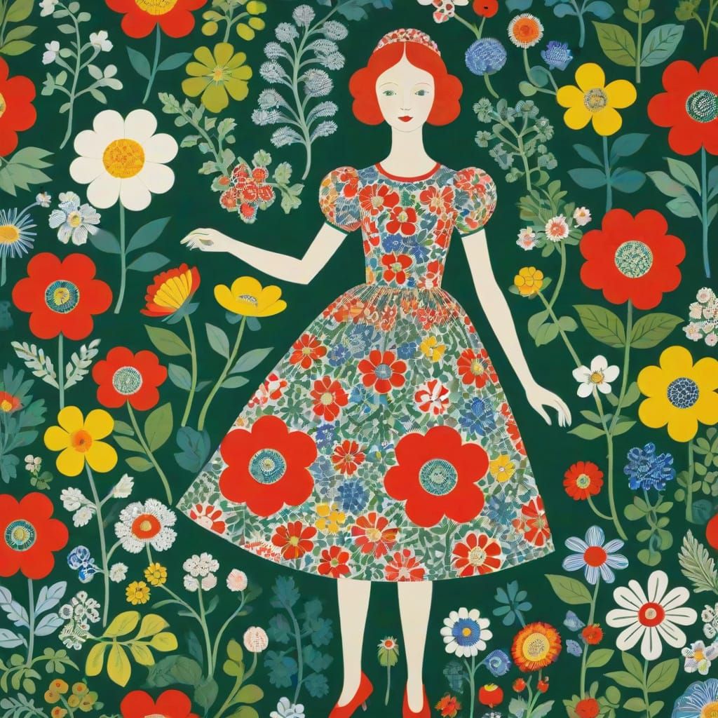 Elegant Dress Design in Josef Frank Style