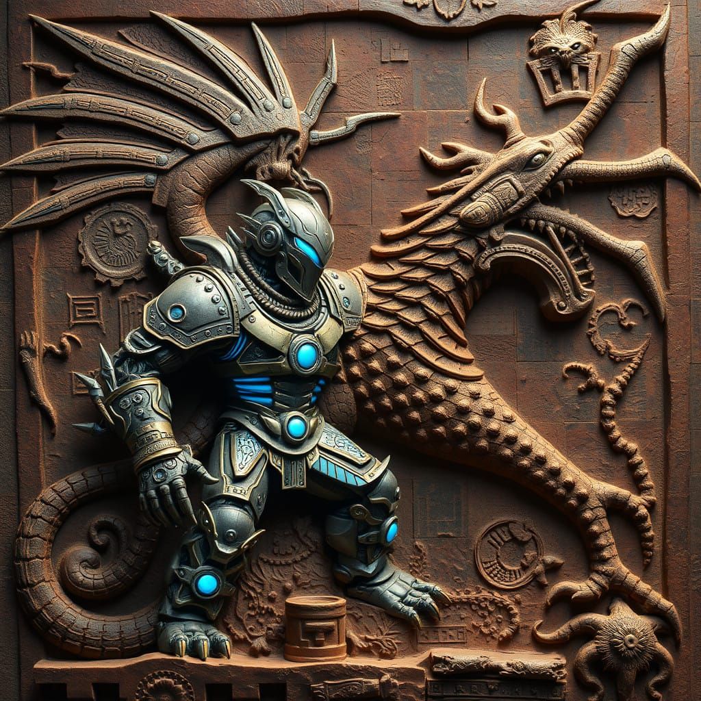 Ancient Maya-Inspired Robot Warrior Battles Colossal Dragon...