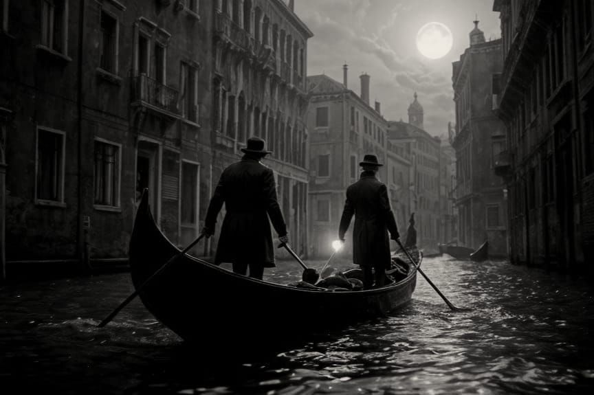 Detectives Confront Deep Ones in Venice, Detailed Matte Pain...