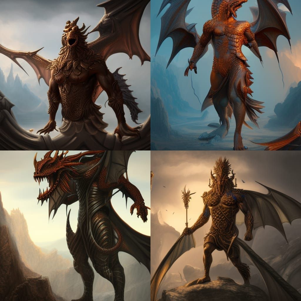 Dragon Humanoid as a Greek God