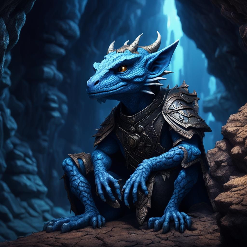 Blue Kobold in a Cave: Digital Matte Painting