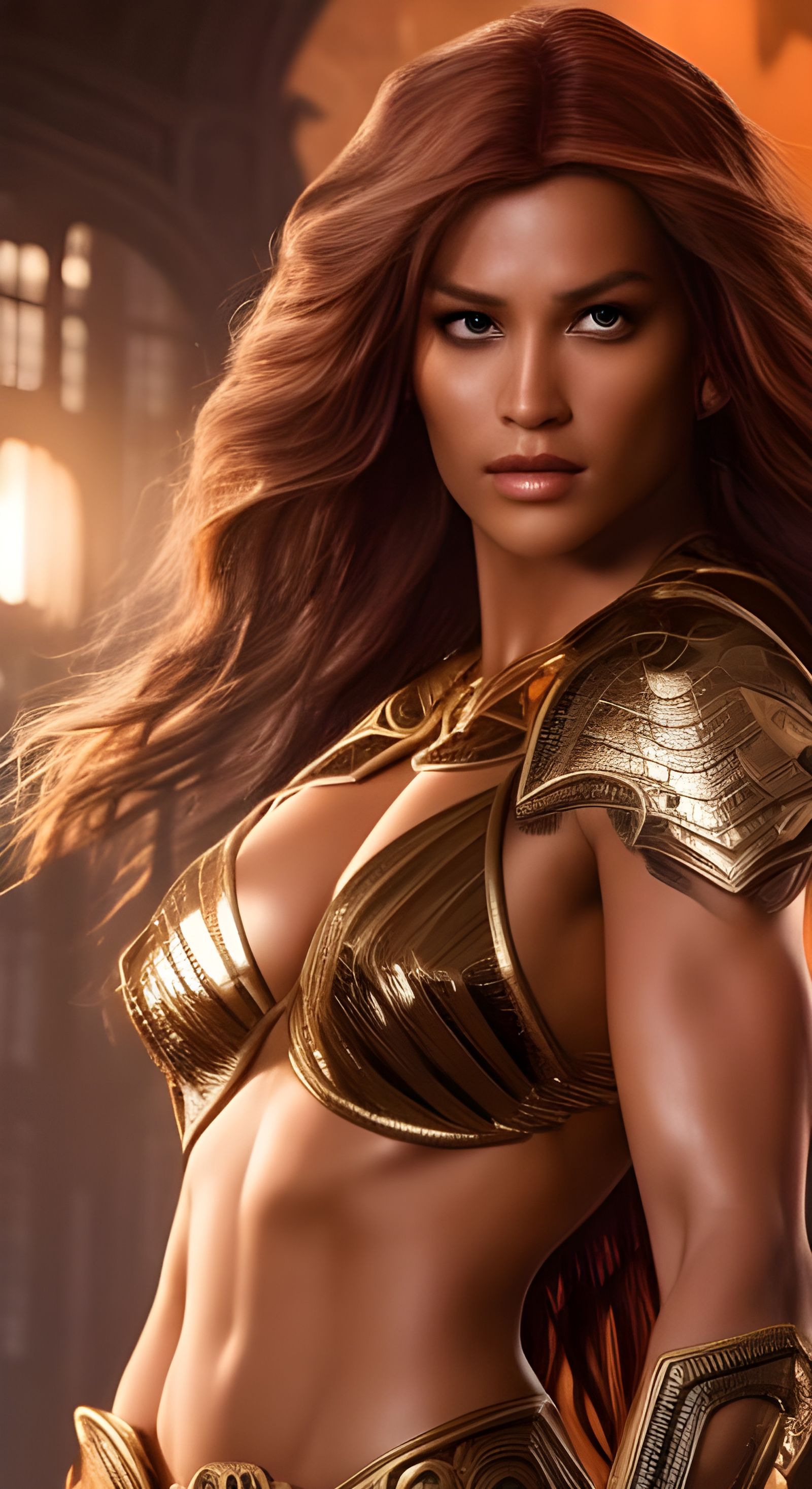 Angie Everhart as a Warrior Queen