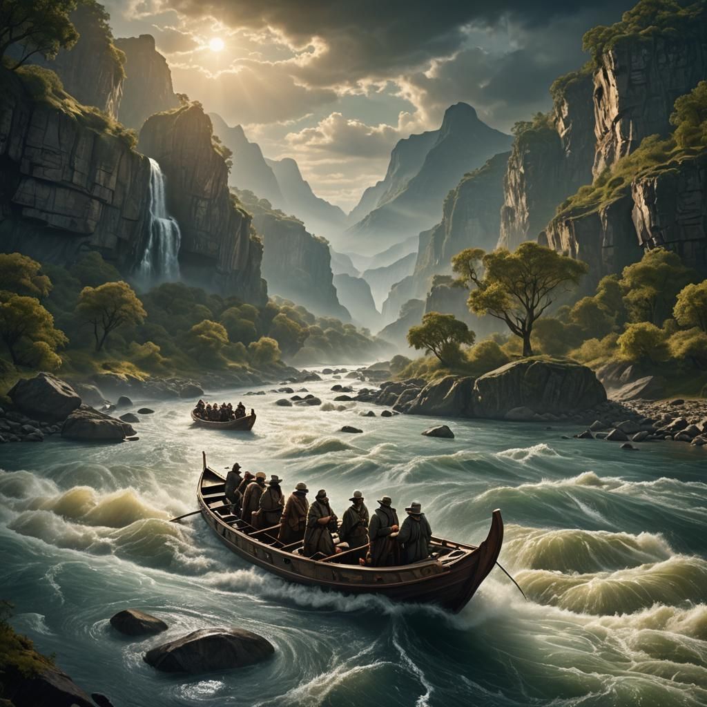 Time Travelers Approach Rapids in River of Time