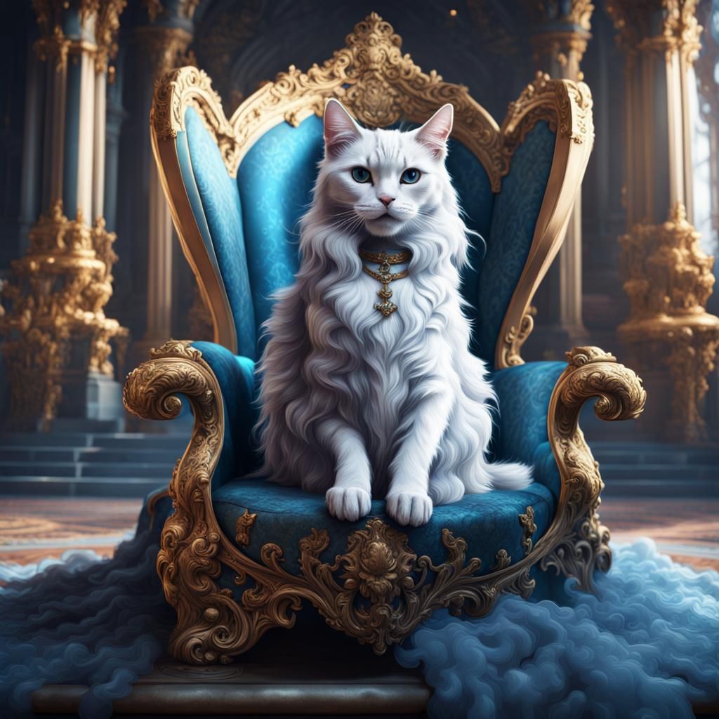 Ice Baroque Queen Cat on Throne