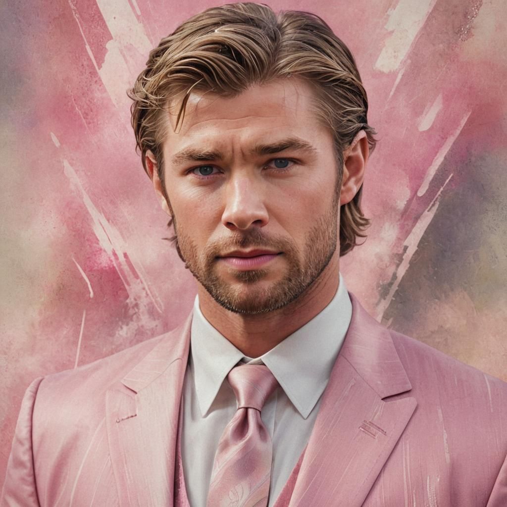 Man in Pink Suit: Art Nouveau Digital Portrait