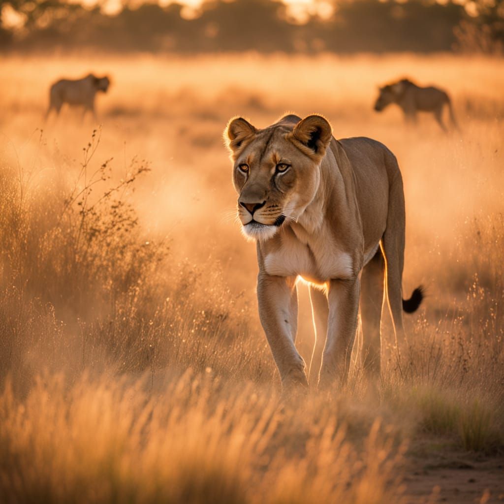 Majestic Lioness Strolls Through Maputo Savannah in Vibrant ...