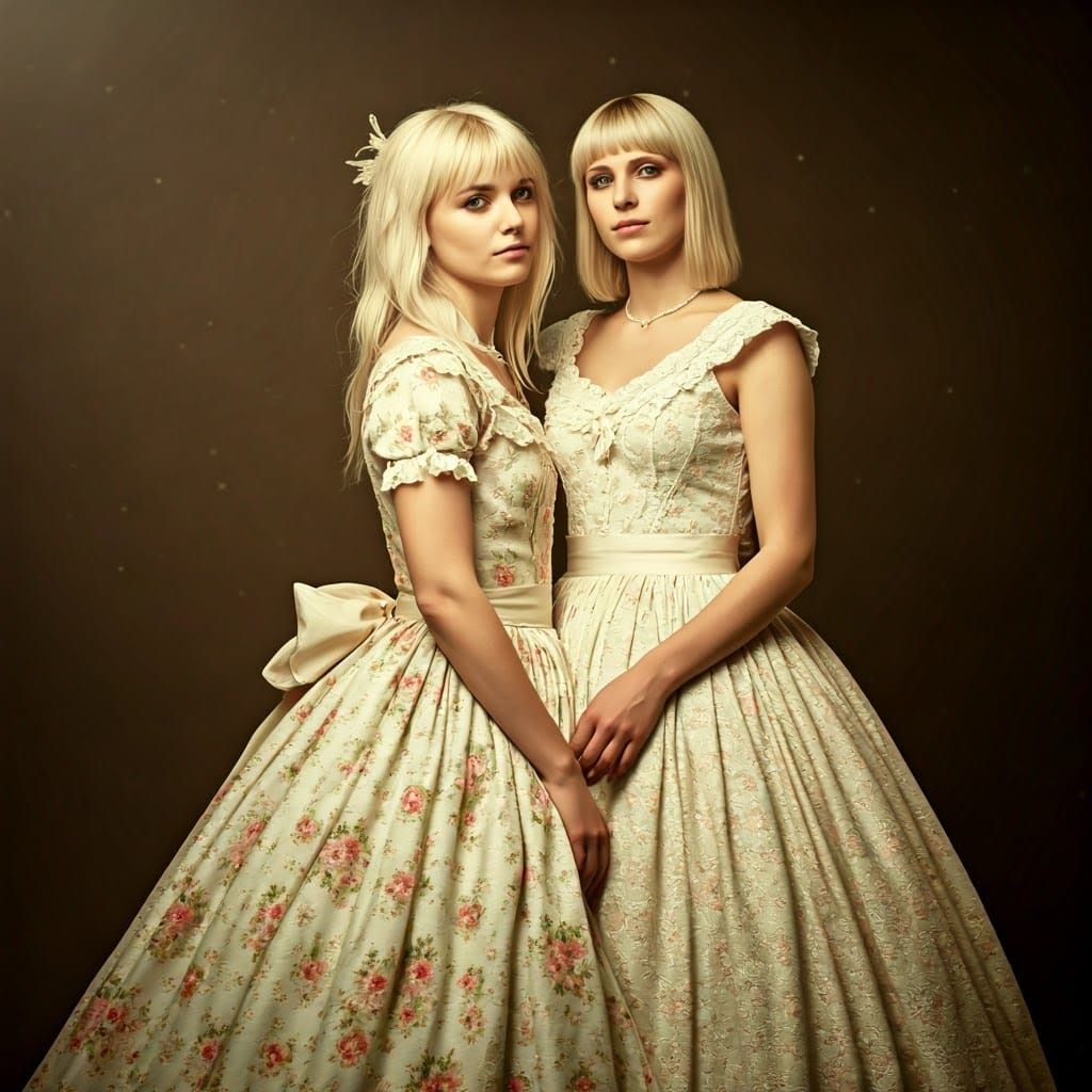 Southern Belle Romance: Androgynous Couple in Lavish Gowns