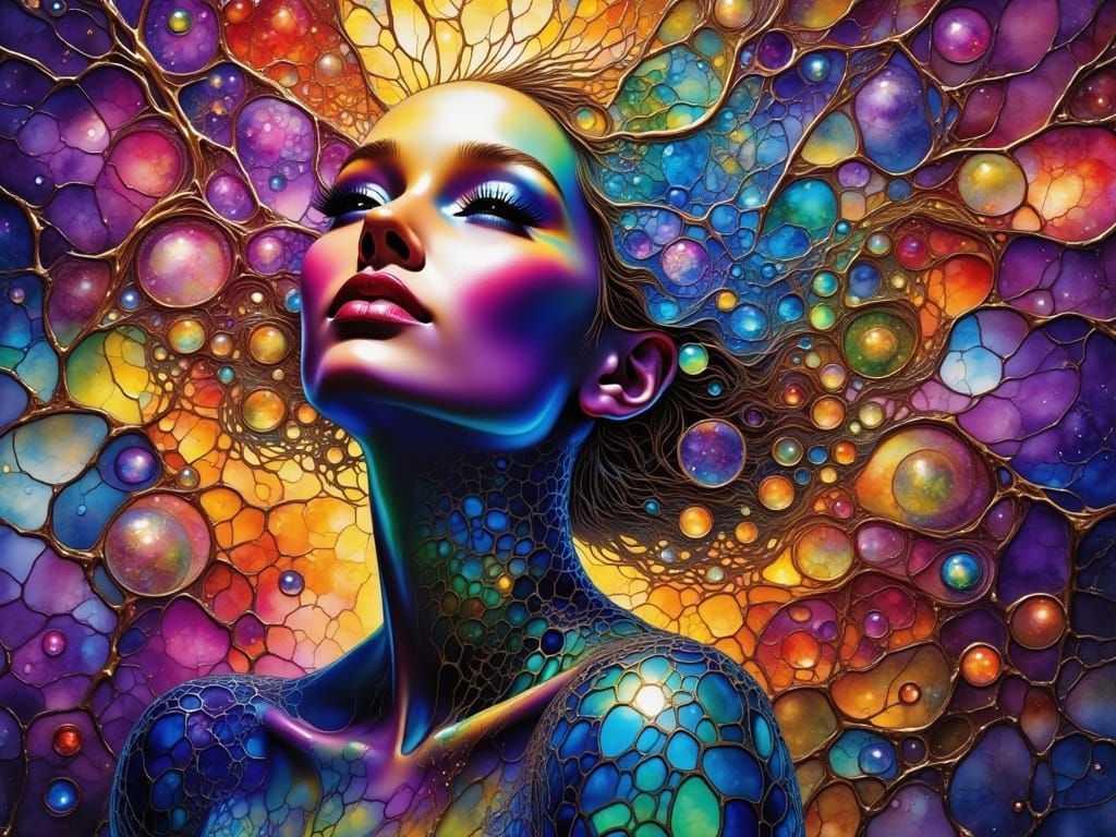 Baroque Pearl in Neo Cubist Style with Kintsugi Repair