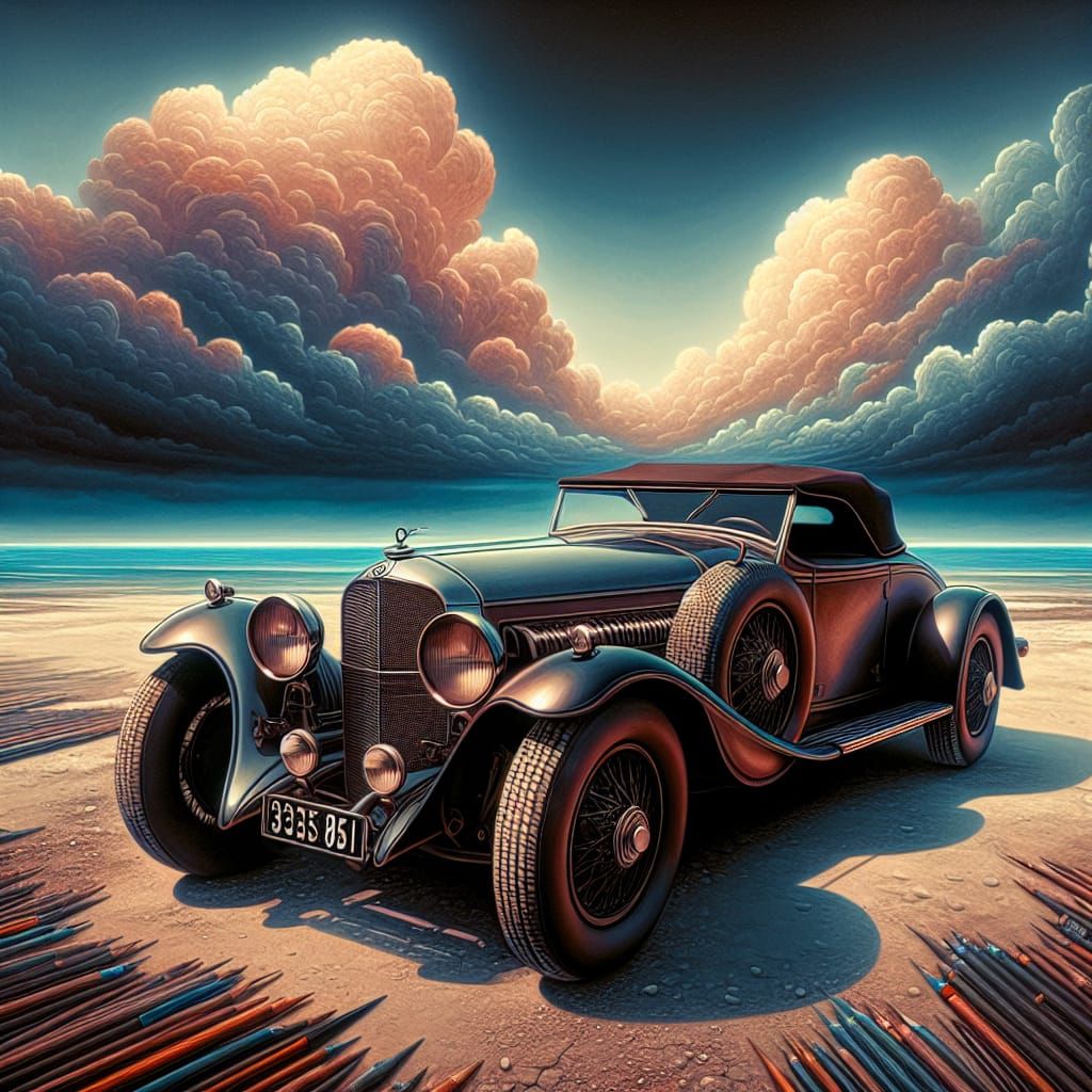 1935 Auburn Speedster in Maximalist Digital Painting