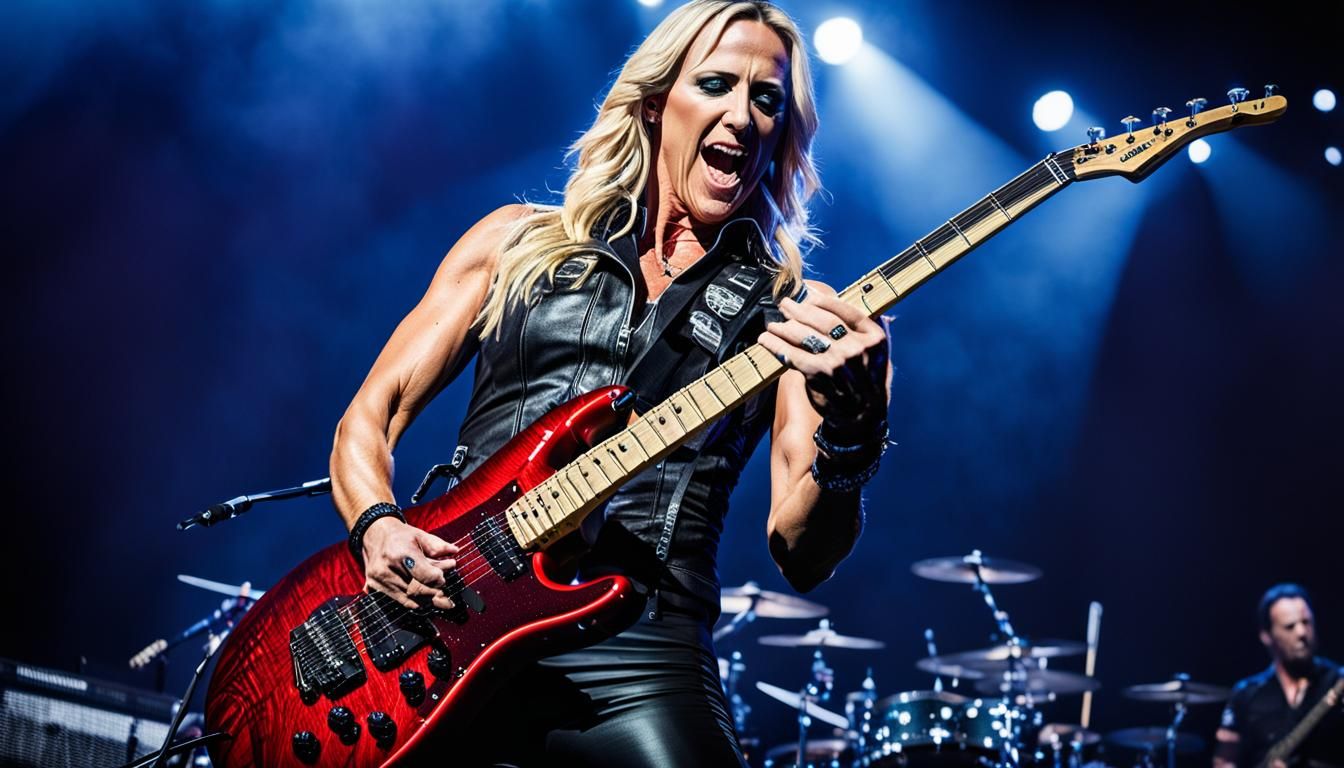 Guitarist Nita Strauss Concert Portrait with Bokeh