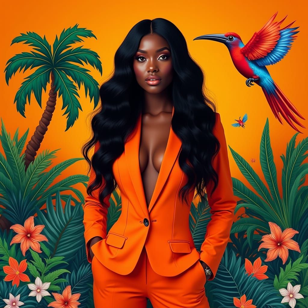 Stunning fashion portrait of a beautiful Black woman in a vi...