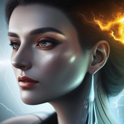 Surreal Portrait: Woman Transforming into Light