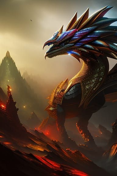 Cyberpunk Mechanical Garuda Digital Art