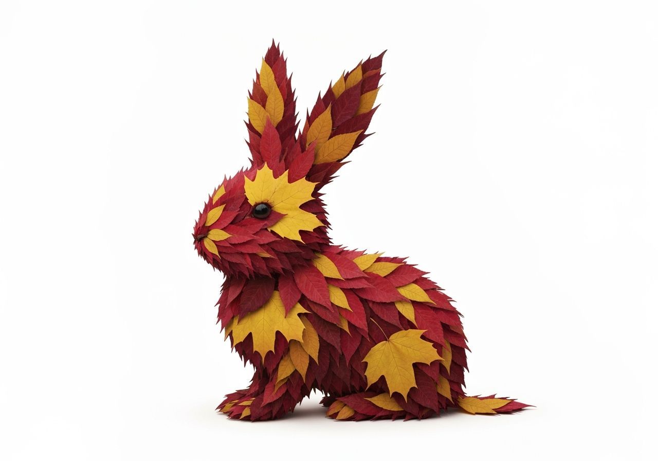 Rabbit Crafted From Autumn Leaves