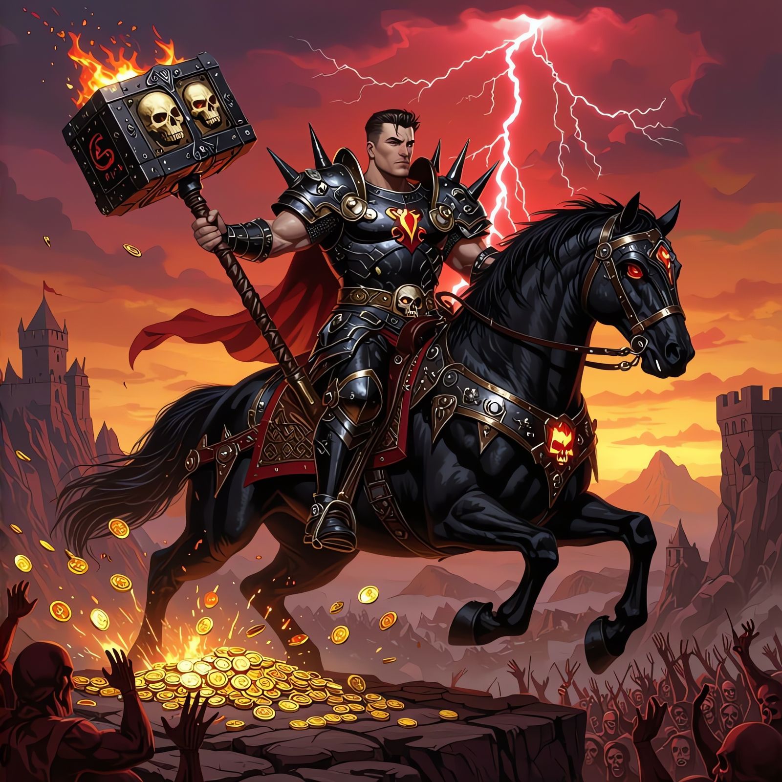 Armored Warrior Smashing Slot Machine in Hell