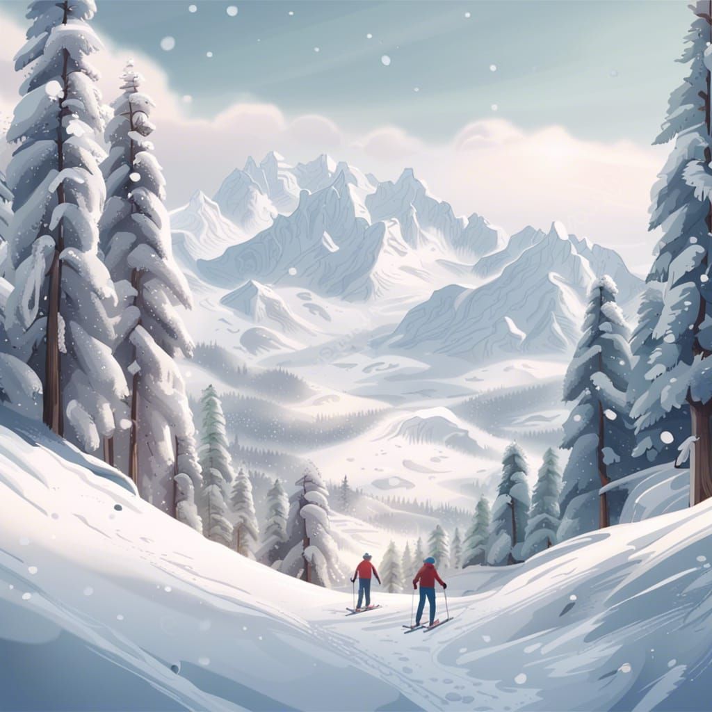 people are skiing in the alps whilst it snows 🤍