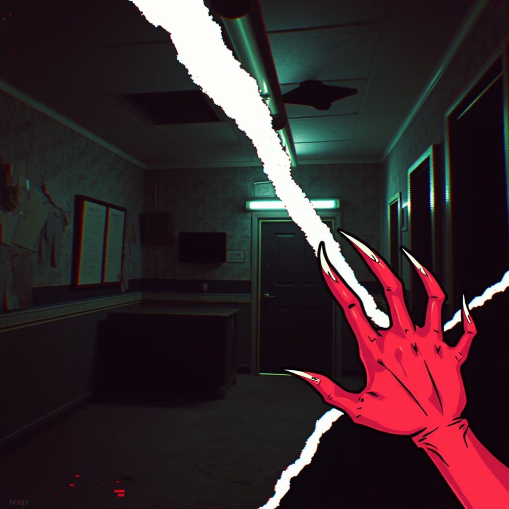 Creepy 80s Horror Scene in Distorted VHS Aesthetic