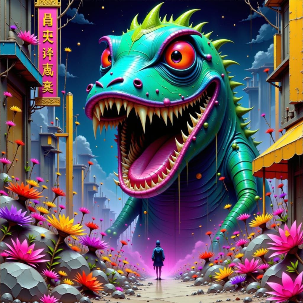 Audrey II & Lo Pan Hybrid in Neon Chinatown