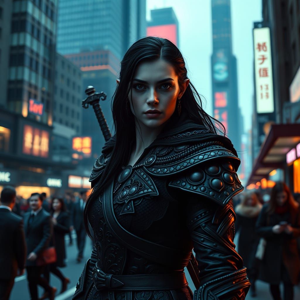 Cyberpunk Vampire in Modern Metropolis