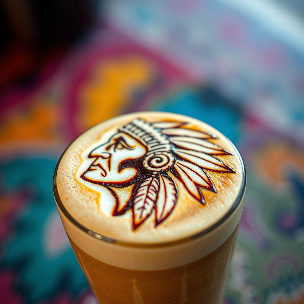 Native American Chief Latte art..