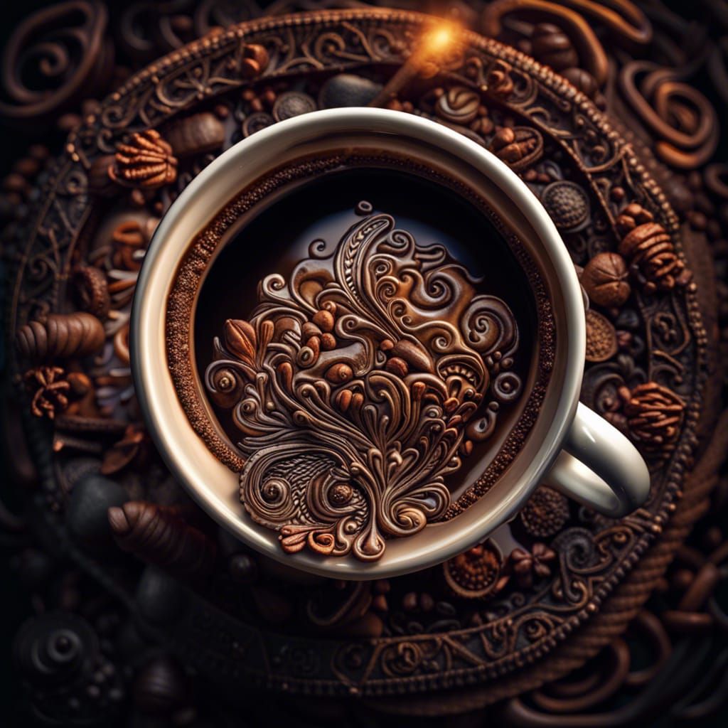 Fantasy Coffee Cup in Hyperrealistic Style