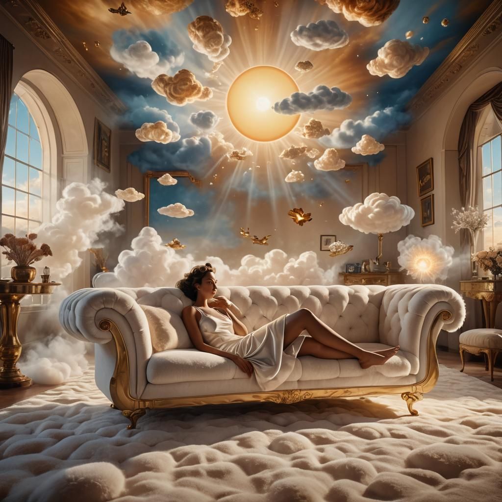 Dreamlike Living Room with Cloud Furniture