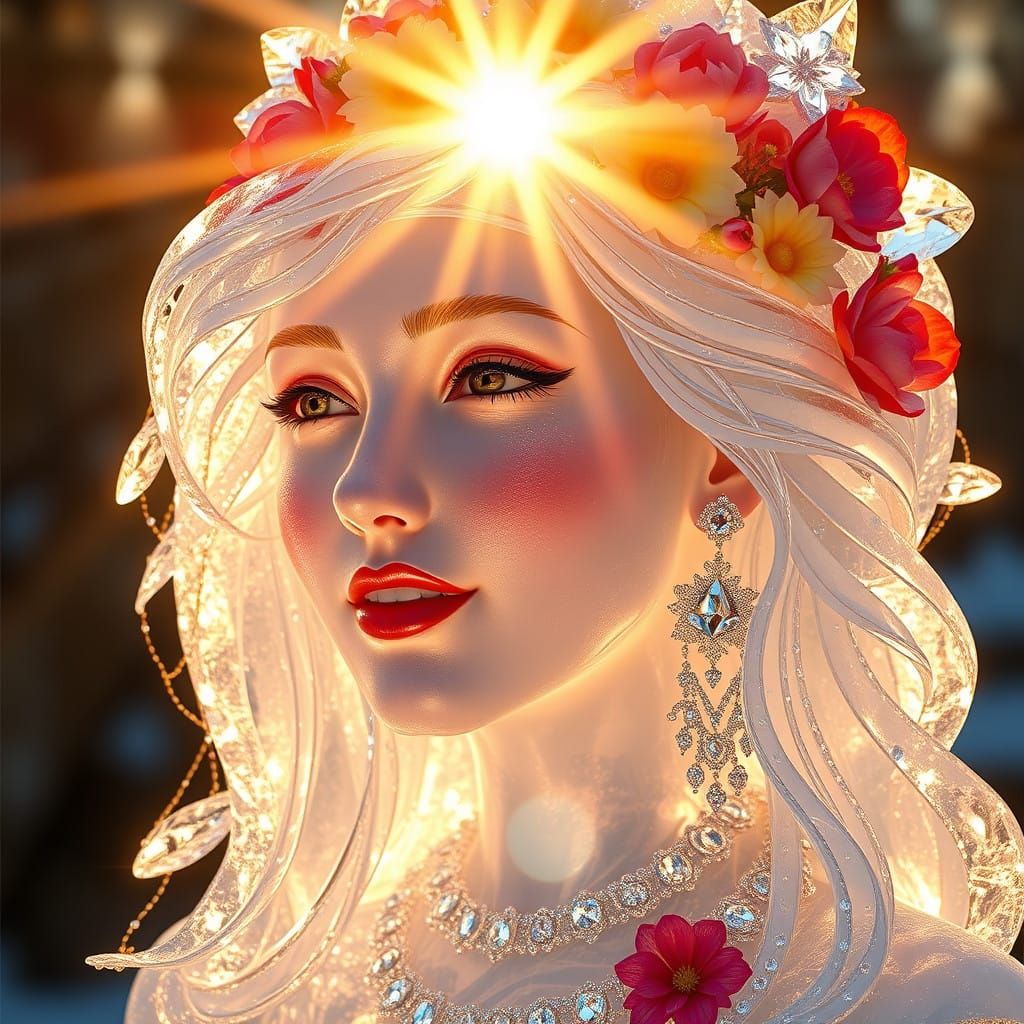 Ethereal Ice Goddess Basks in Morning Sunlight