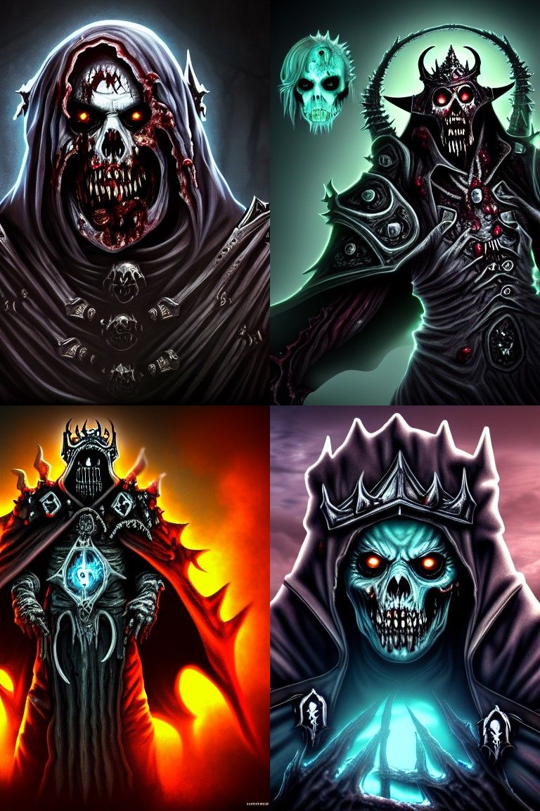 Zombie Lich King Necromancer Concept Portrait