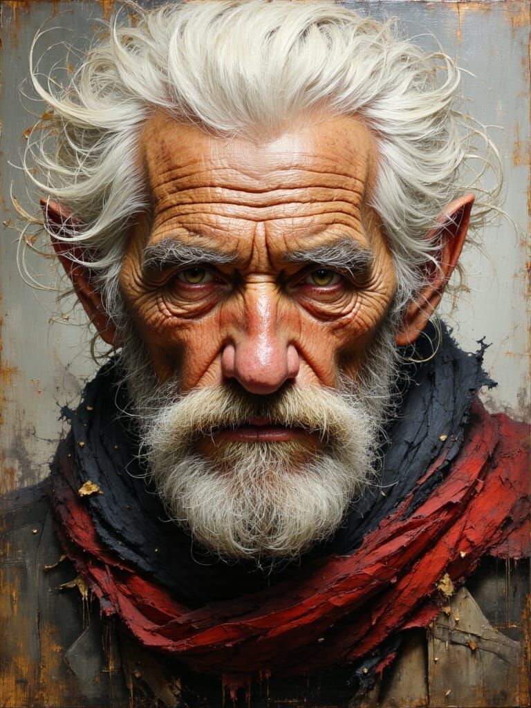 Detailed Oil Painting Portrait of a Weathered Man
