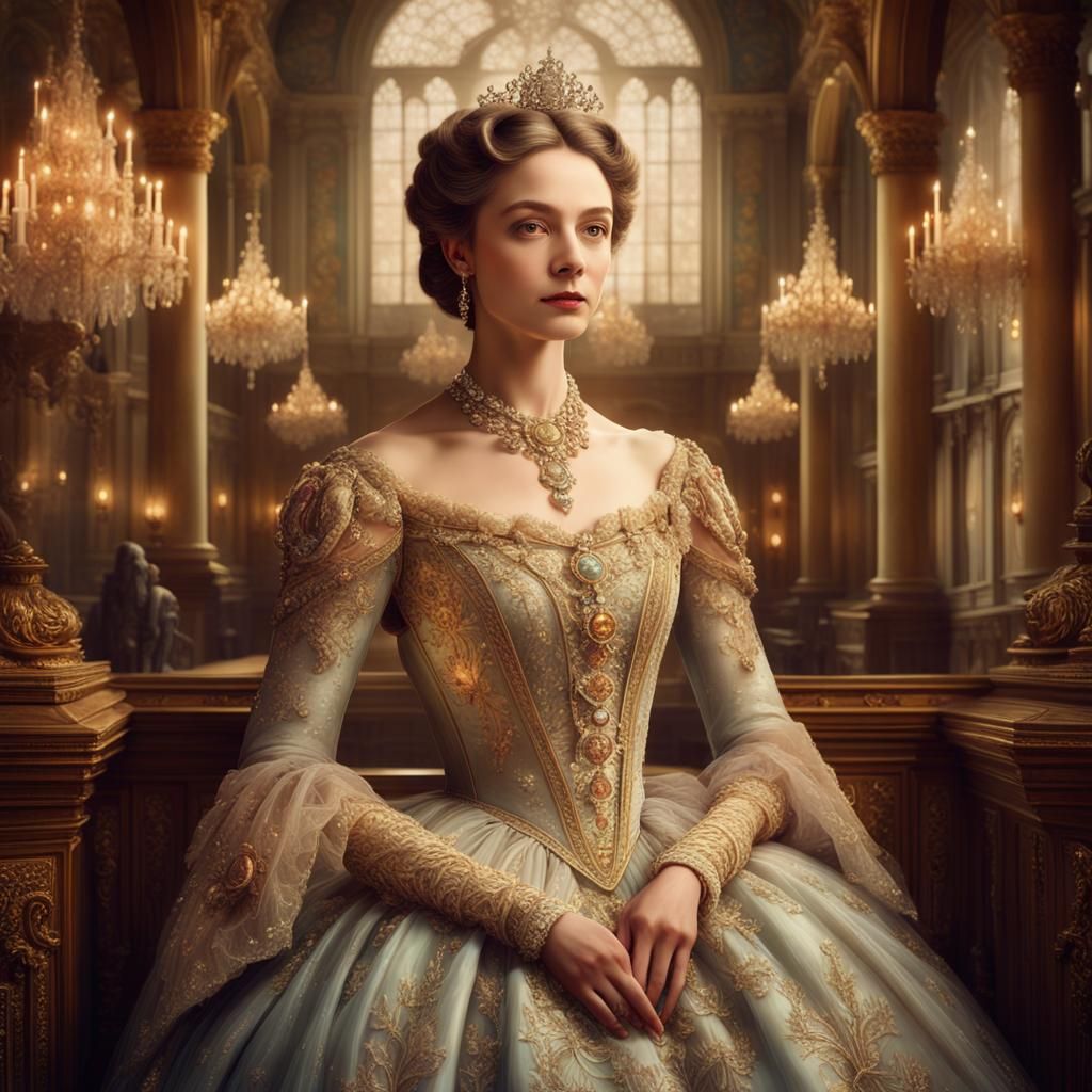 Victorian Lady Portrait in Opulent Fantasy Style