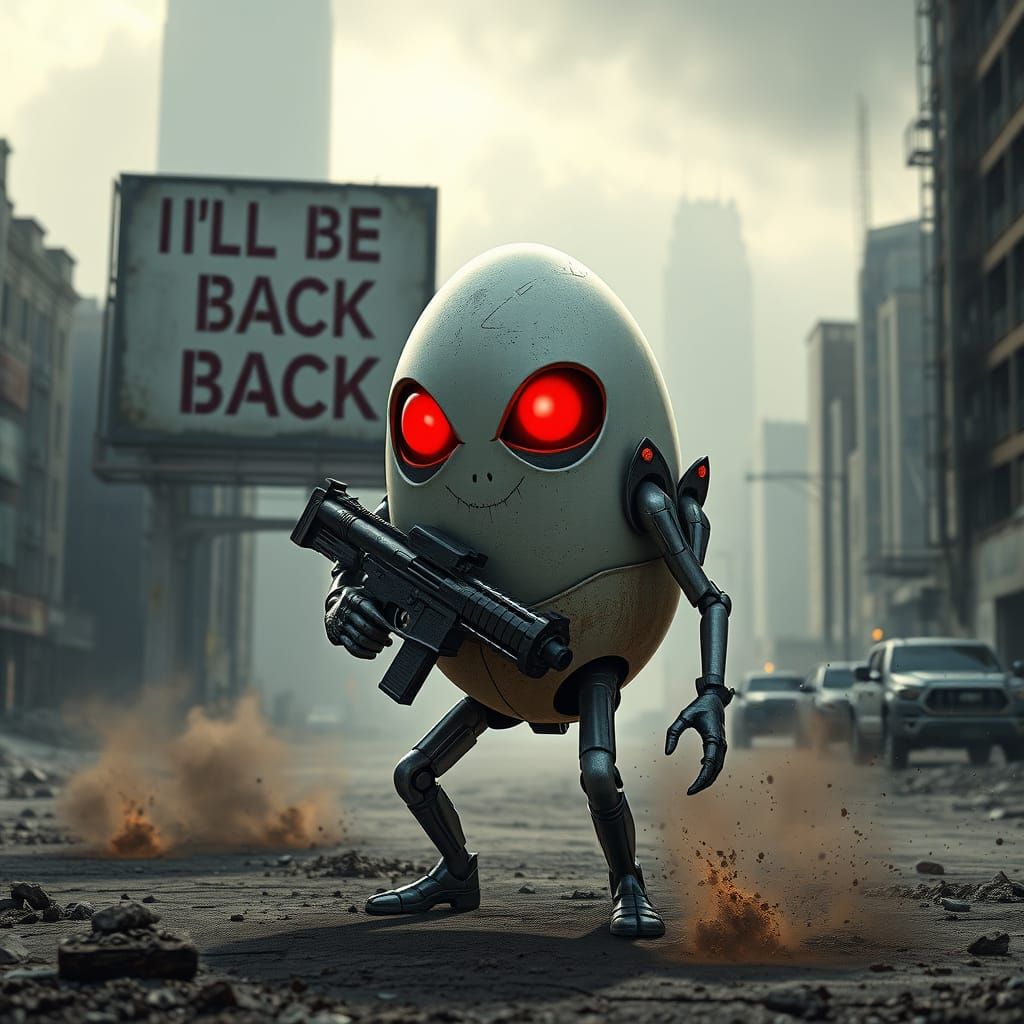 Terminator Egg in Post-Apocalyptic City