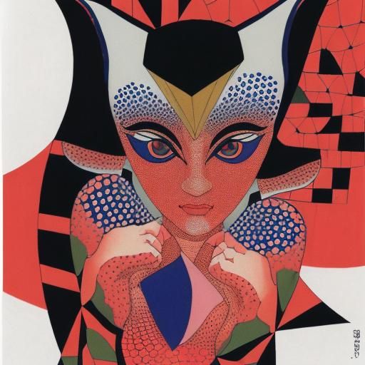 Cubist Symbolism with Pointillist Sakura Art