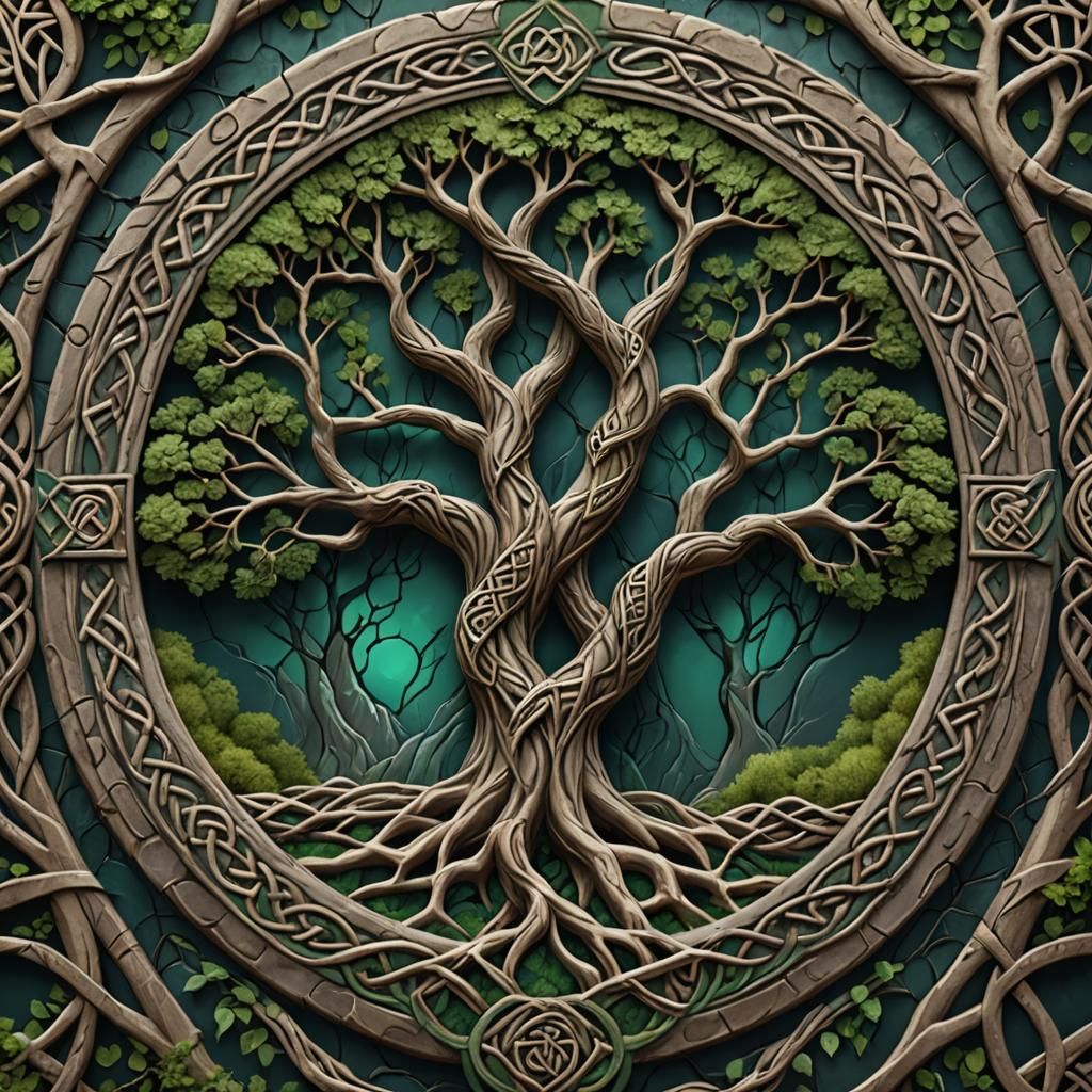 Celtic Knot Tree Bas Relief Art