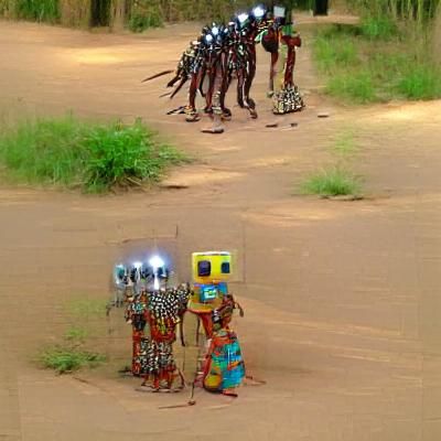 African Tribe Meets Robots in Futuristic Setting