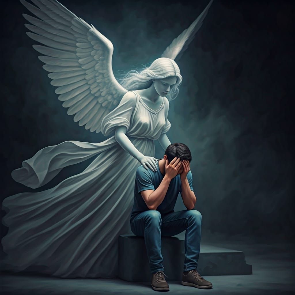 Comforting Angel in Ethereal Digital Painting Style