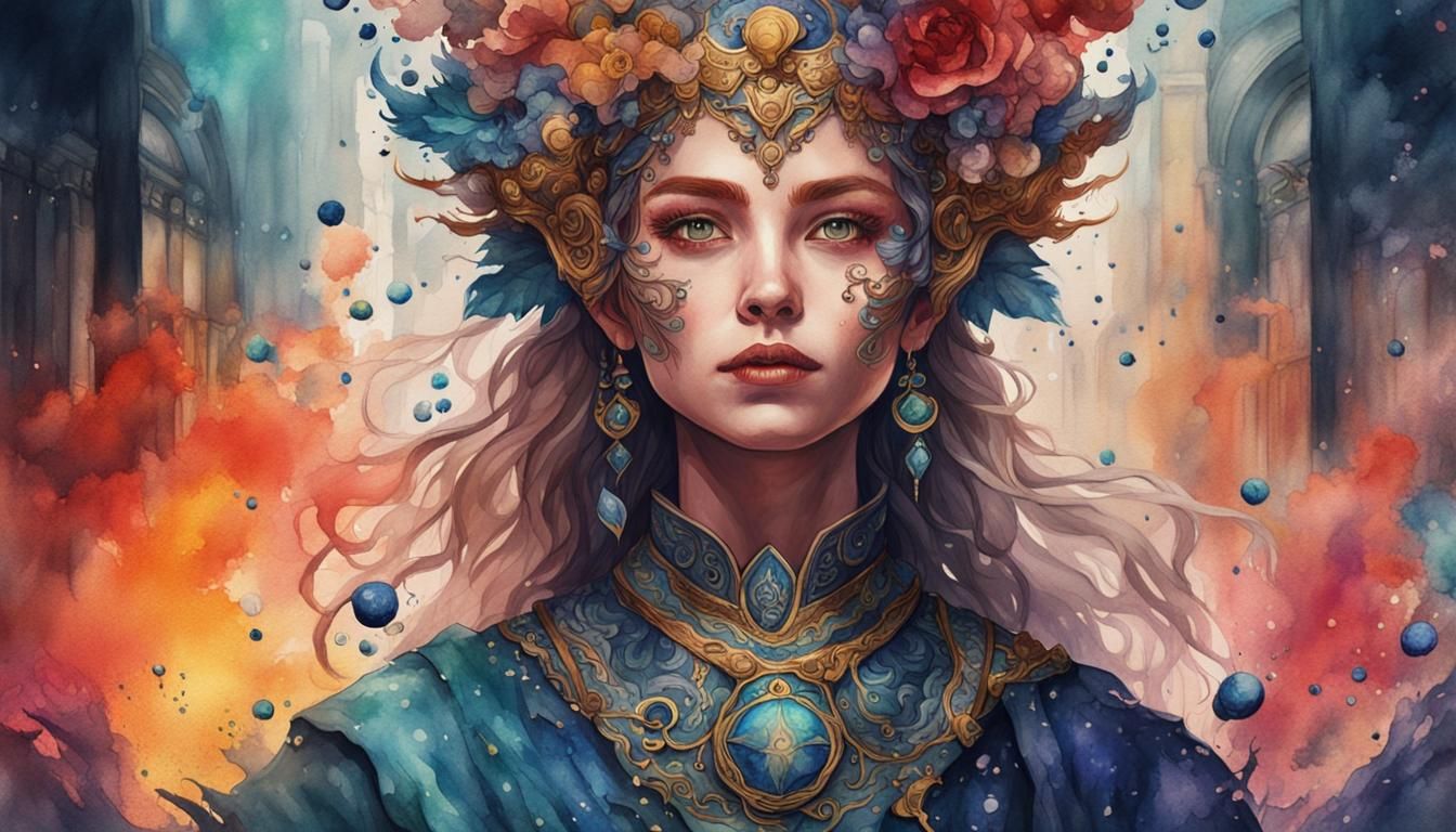 Watercolor Portrait with Intricate Details