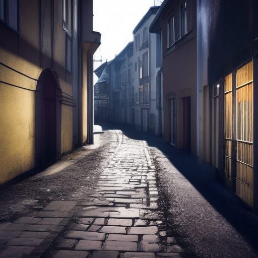 Dark Ghetto Alley with Burning Trash Cans