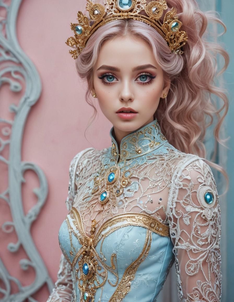 Majestic Model with Holograms in Art Deco Style