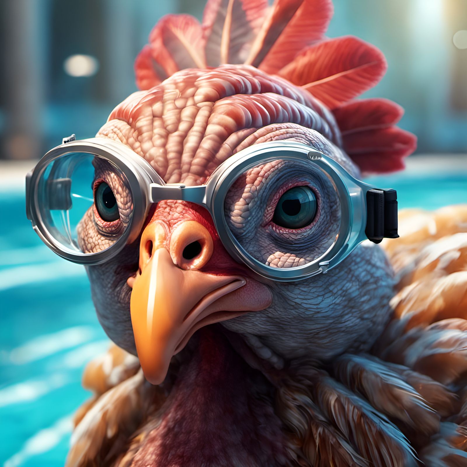 Turkey in Goggles: Adorable Portrait in Digital Art Style