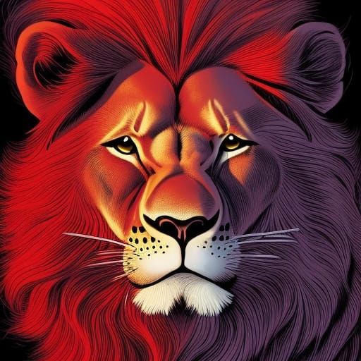 Red Lion Monster in Comic Book Style