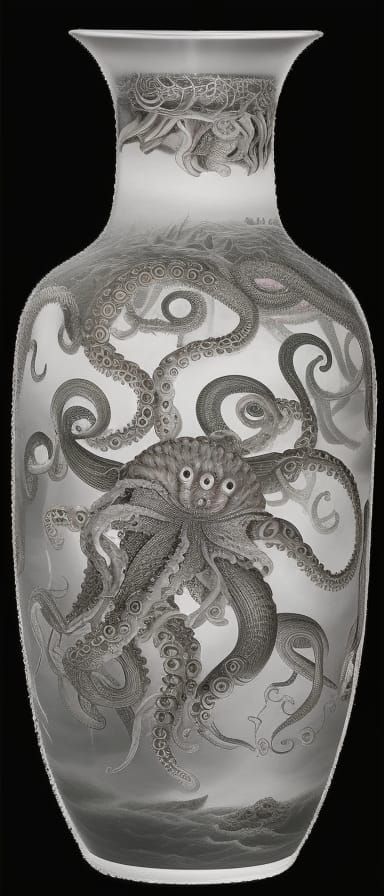 Detailed Book Illustration of Marine and Mythical Creatures