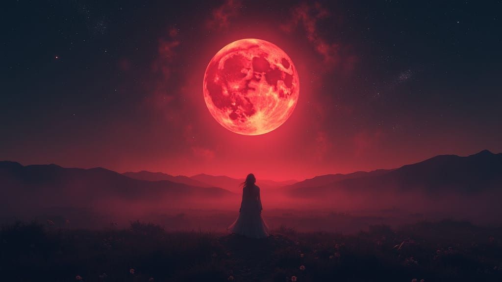 Crimson Moon Rising: A Cosmic Divine Realm