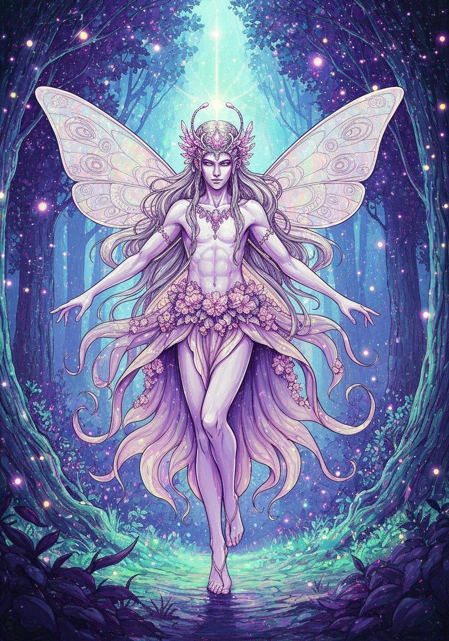 Moth Fairy in Psychedelic Forest, Auroracore Style
