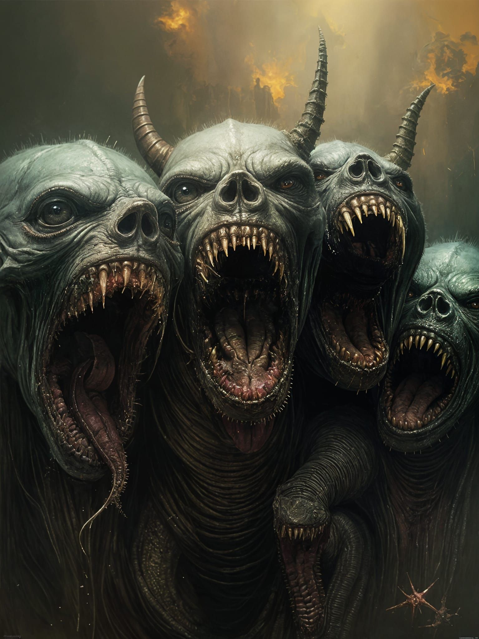 Monstrous Figures in Urban Sketching Style