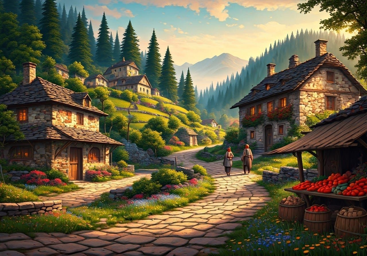 Idyllic Alpine Village at Dawn