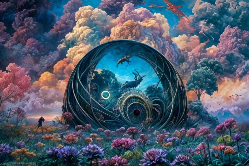 Fantastical Dreamscape Painting in Dark Fantasy Style