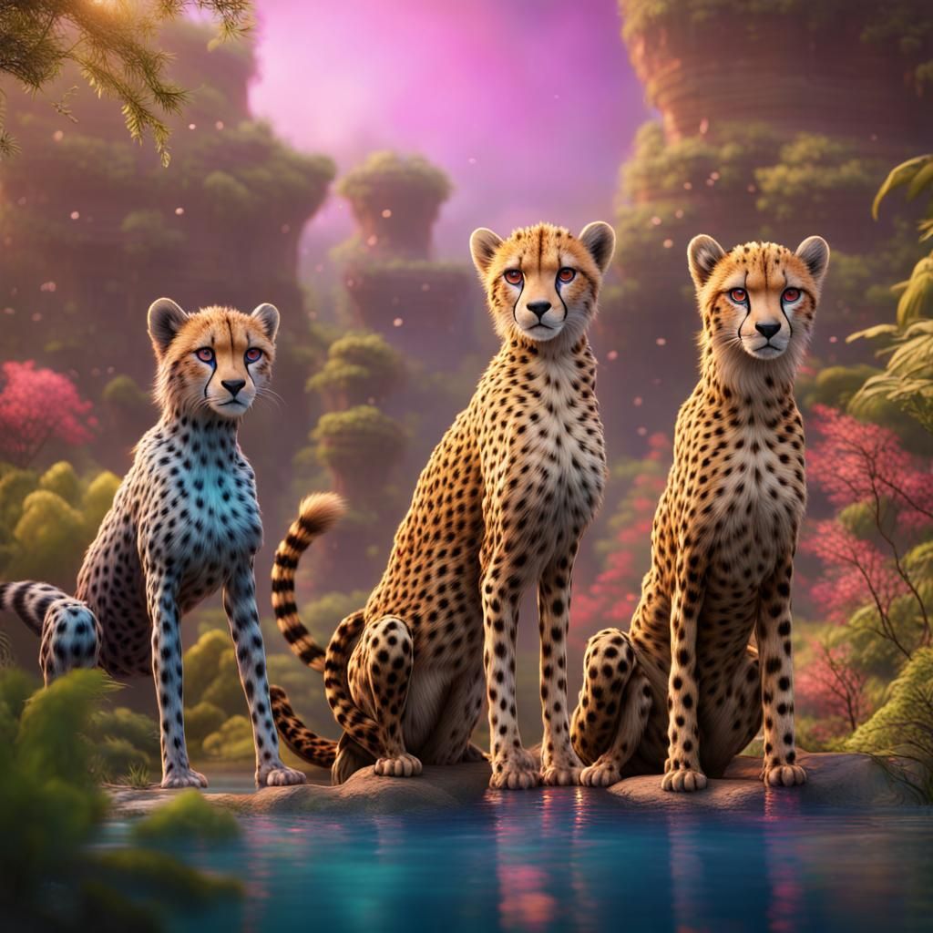 Cheetah Girls in Detailed Matte Painting Style