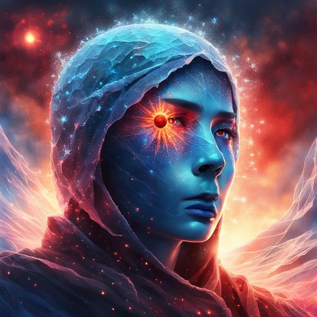 Lonely Star with Tears in Ethereal Space