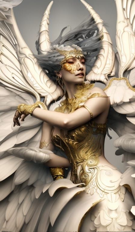 Fierce Archangel Goddess in Intricate Armor